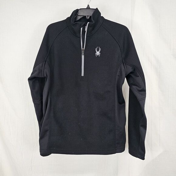 SPYDER Outbound 1/4 Zip Core Fleece Lined Pullover Sweater Mens Medium Black - Picture 1 of 6